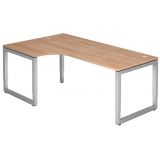 Schreibtisch RESTART | Gestell silber | 200 x 120 cm | Nussbaum hell