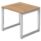 Schreibtisch RESTART | Gestell silber | 80 x 80 cm | Eiche Rustikal