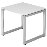 Schreibtisch RESTART | Gestell silber | 80 x 80 cm | Weiß classic