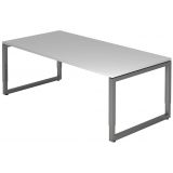 Schreibtisch RESTART | Gestell graphit | 200 x 100 cm | Lichtgrau