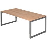 Schreibtisch RESTART | Gestell graphit | 200 x 100 cm | Nussbaum hell