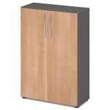 Aktenschrank 3 Ordnerh�hen LIGHT | 80 cm breit | Graphit/Nussbaum hell