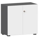 Flügeltürenschrank 2 OH COMFORT | 80 cm breit | Korpus Graphit | Front Weiß classic