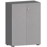 Flügeltürenschrank 3 OH COMFORT | 80 cm breit | Korpus Graphit | Front Silber