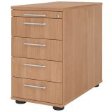 Standcontainer COMFORT | mit 4 Schüben + Utensilienauszug | Nussbaum hell
