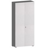 Fl�gelt�renschrank 6 OH COMFORT | 100 cm breit | Korpus Graphit | Front Silber