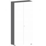 Flügeltürenschrank 6 OH COMFORT | 100 cm breit | Korpus Graphit | Front Weiß classic