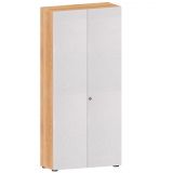 Flügeltürenschrank 6 OH COMFORT | 100 cm breit | Korpus Nussbaum hell | Front Silber