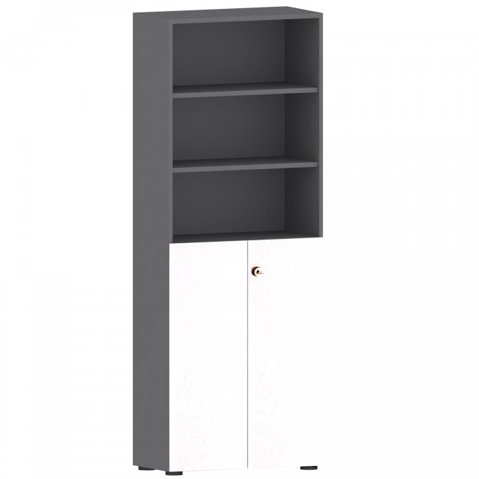 Schrankregal mit 3 OH Türen 6 Ordnerhöhen | Breite 80 cm