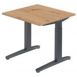 Schreibtisch SPIRIT | Gestell graphit | 80 x 80 cm | Eiche Rustikal