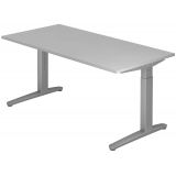 Schreibtisch SPIRIT | Gestell silber | 160 x 80 cm | Lichtgrau