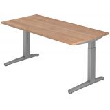Schreibtisch SPIRIT | Gestell silber | 160 x 80 cm | Nussbaum hell