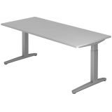 Schreibtisch SPIRIT | Gestell silber | 180 x 80 cm | Lichtgrau