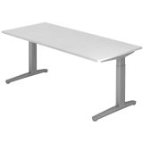 Schreibtisch SPIRIT | Gestell silber | 180 x 80 cm | Weiß classic
