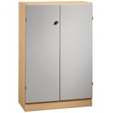 Flügeltürenschrank 3OH SOLID | 80 cm breit | Korpus Buche | Front Silber