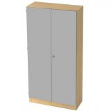 Fl�gelt�renschrank 5OH SOLID | 100 cm breit | Korpus Ahorn | Front Silber 