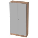 Flügeltürenschrank 5OH SOLID | 100 cm breit | Korpus Nussbaum hell | Front Silber