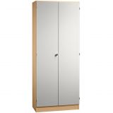 Fl�gelt�renschrank 5OH SOLID | 80 cm breit | Korpus Buche | Front Silber 