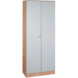 Flügeltürenschrank 5OH SOLID | 80 cm breit | Korpus Nussbaum hell | Front Silber