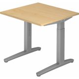 Schreibtisch SPIRIT | Gestell silber | 80 x 80 cm | Ahorn