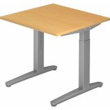 Schreibtisch SPIRIT | Gestell silber | 80 x 80 cm | Buche