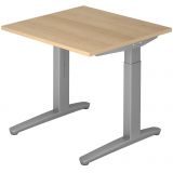 Schreibtisch SPIRIT | Gestell silber | 80 x 80 cm | Eiche