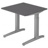 Schreibtisch SPIRIT | Gestell silber | 80 x 80 cm | Graphit