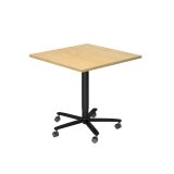 quadratischer Sitz-/Stehtisch höhenverstellbar | Gestell schwarz | Platte Ahorn