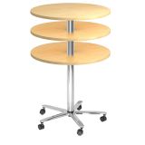 runder Sitz-/Stehtisch höhenverstellbar | Ø 80 cm | Gestell chrom | Platte Ahorn