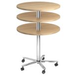 runder Sitz-/Stehtisch höhenverstellbar | Ø 80 cm | Gestell chrom | Platte Eiche