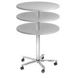 runder Sitz-/Stehtisch höhenverstellbar | Ø 80 cm | Gestell chrom | Platte Lichtgrau