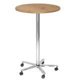 runder Sitz-/Stehtisch höhenverstellbar | Ø 80 cm | Gestell chrom | Platte Eiche Rustikal
