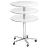 runder Sitz-/Stehtisch höhenverstellbar | Ø 80 cm | Gestell chrom | Platte Weiß classic