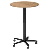 runder Sitz-/Stehtisch höhenverstellbar | Ø 80 cm | Gestell schwarz | Platte Eiche Rustikal