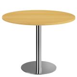 S�ulentisch Rundtisch @classic | � 100 cm | Gestell chrom | Platte Buche
