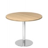 S�ulentisch Rundtisch @classic | � 100 cm | Gestell chrom | Platte Eiche