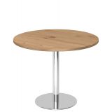 S�ulentisch Rundtisch @classic | � 100 cm | Gestell chrom | Platte Eiche Rustikal