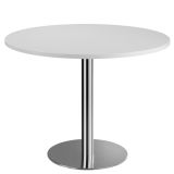 S�ulentisch Rundtisch @classic | � 100 cm | Gestell chrom | Platte Wei� classic