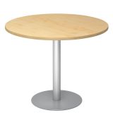 Säulentisch Rundtisch @classic | Ø 100 cm | Gestell silber | Platte Ahorn