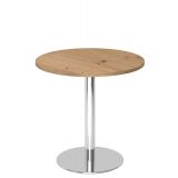 S�ulentisch Rundtisch @classic | � 80 cm | Gestell chrom | Platte Eiche Rustikal