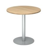 Säulentisch Rundtisch @classic | Ø 80 cm | Gestell silber | Platte Eiche