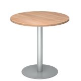 Säulentisch Rundtisch @classic | Ø 80 cm | Gestell silber | Platte Nussbaum hell