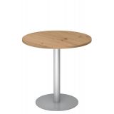 Säulentisch Rundtisch @classic | Ø 80 cm | Gestell silber | Platte Eiche Rustikal