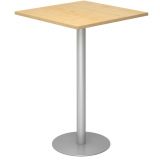 Stehtisch @classic | 80 x 80 cm | Gestell silber | Platte Ahorn