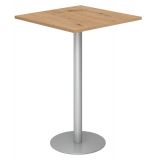 Stehtisch @classic | 80 x 80 cm | Gestell silber | Platte Eiche Rustikal