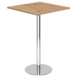 Stehtisch @classic | 80 x 80 cm | Gestell chrom | Platte Eiche Rustikal
