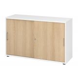 Schiebetürenschrank 2 Ordnerhöhen SMART | Breite 120 cm | Weiss/Eiche
