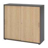 Schiebetürenschrank 3 Ordnerhöhen SMART | Breite 120 cm | Graphit/Eiche