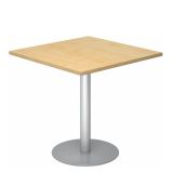 Säulentisch @classic | 80 x 80 cm | Gestell silber | Platte Ahorn