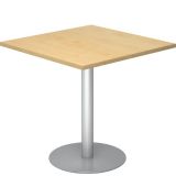 Säulentisch @classic | 80 x 80 cm | Gestell silber | Platte Buche